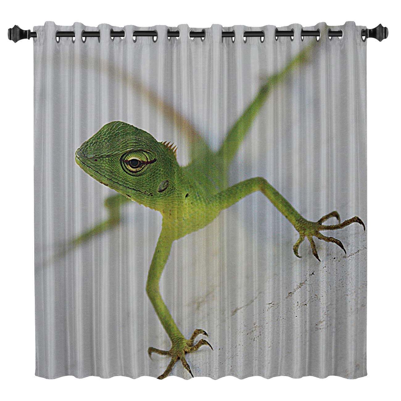 Blackout Curtains for Bedroom & Kitchen - BedSweet 52x72 Inch Room Darkening Window Drapes with Nature Wildlife Lizard Design | Perfect for Light Blocking, Privacy & Home Decor