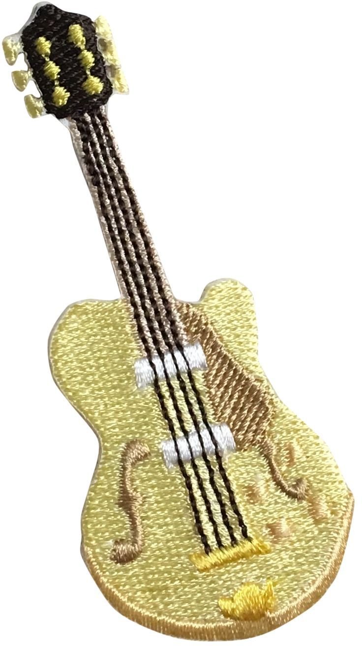 Electric Guitar Patch - Embroidered Iron-On Applique for DIY, Jackets & Bags - Musical Instrument Accessory (Blonde/Tan) - Perfect for Rock Fans & Custom Clothing Projects