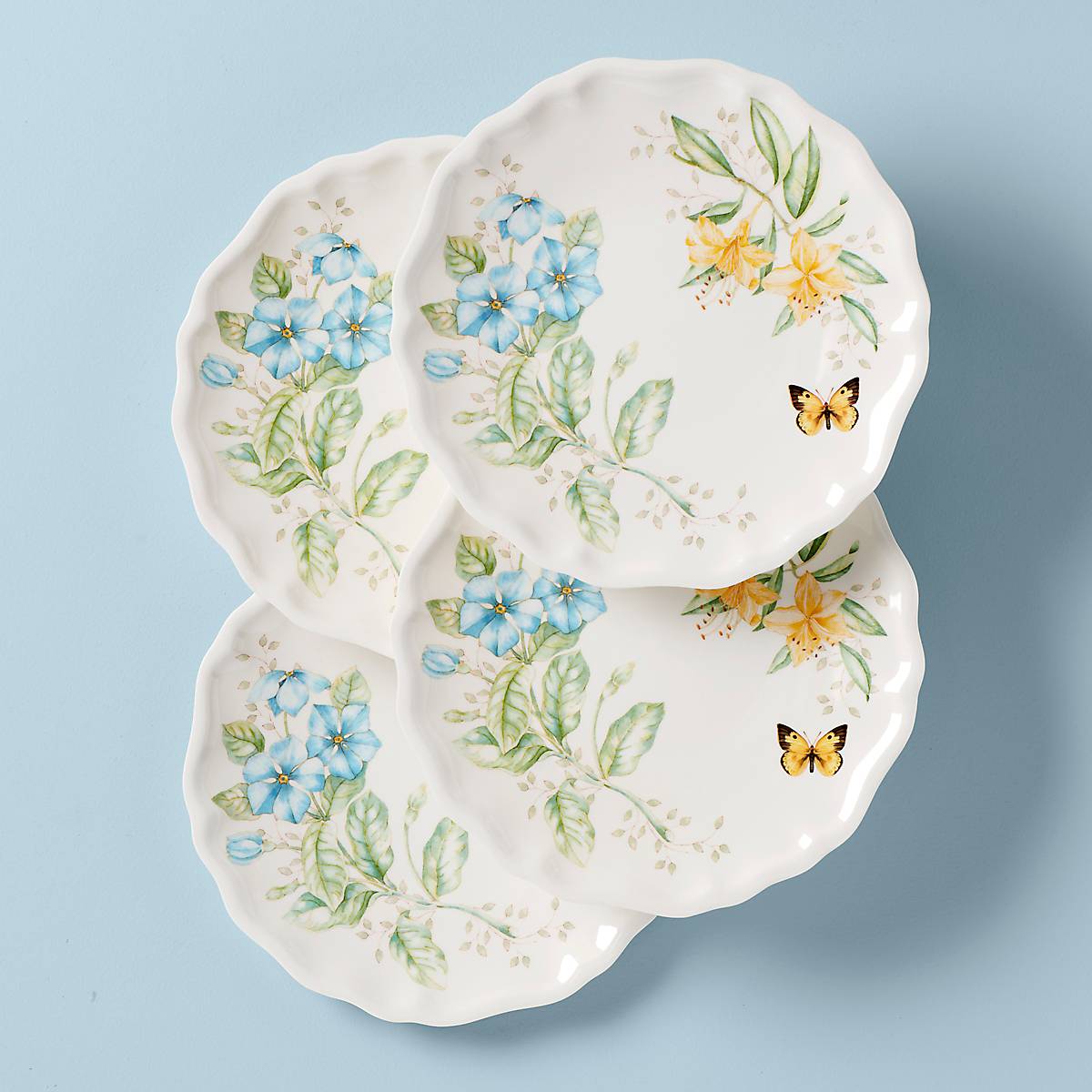 Butterfly Meadow Melamine Dinner Plates Set of 4 - Durable & Lightweight Outdoor Picnic, Camping, and Party Dishware
