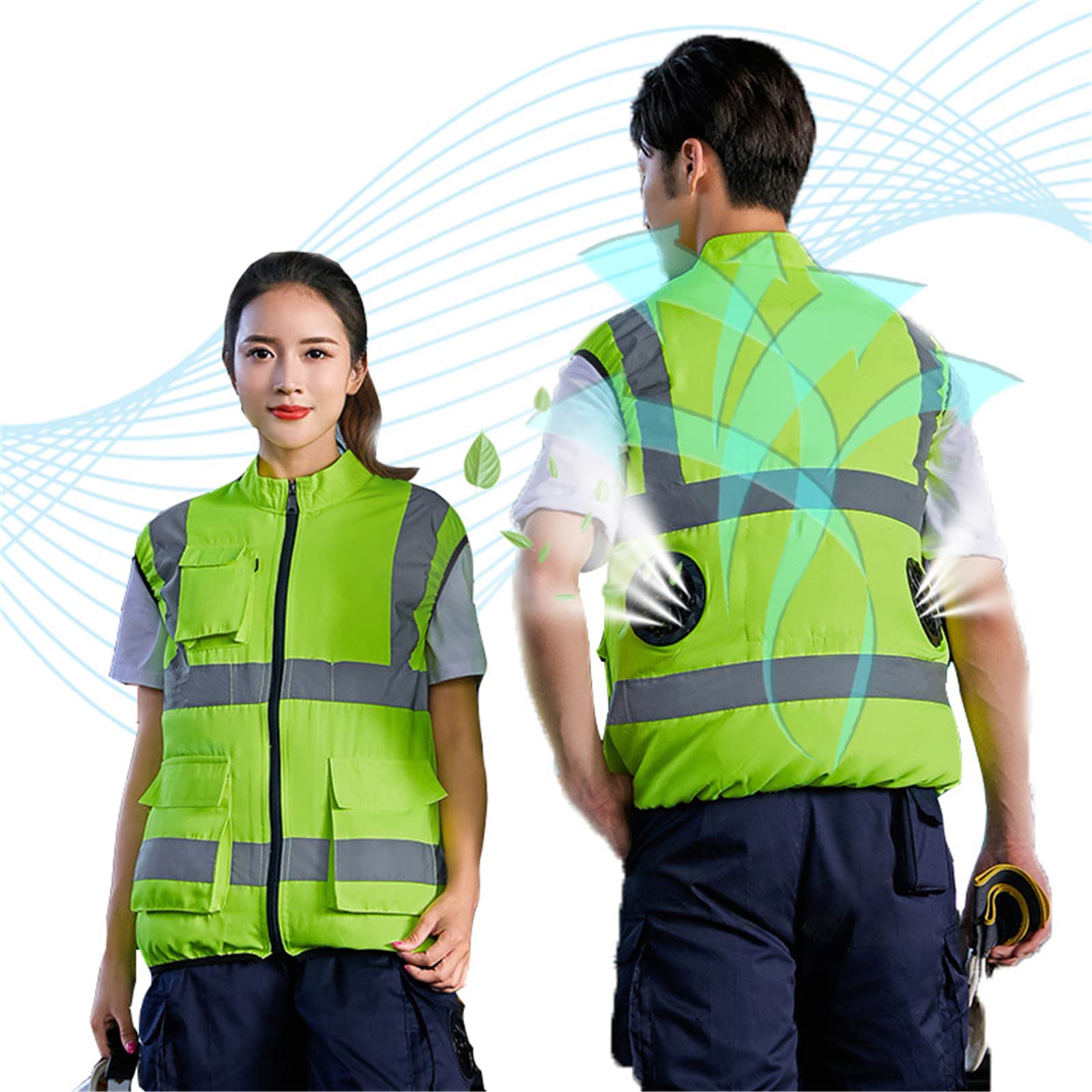 Cooling Work Vest with Reflective Strips & Built-in Fan - Portable Air Conditioning Vest for Outdoor Safety & Heat Relief | Perfect for Construction, Landscaping & Hot Weather Work