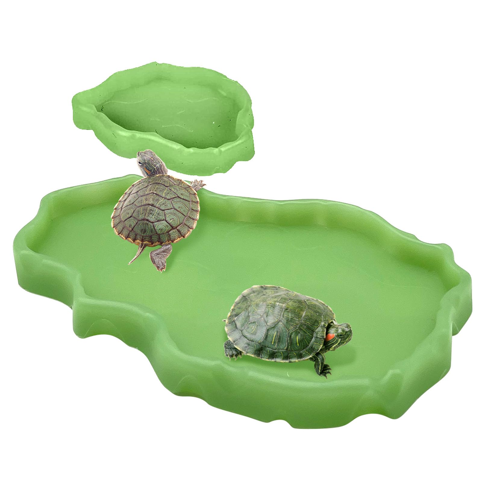Luminous Reptile Food and Water Bowl Set - 2 Pcs Bearded Dragon Dishes, Tortoise Feeder & Lizard Habitat Accessories for Amphibians (Large & Small) - Perfect for Terrarium Décor with Turtles, Geckos, Snakes, Tegus & Iguanas - Ideal for Feeding, Hydration and Habitat Enrichment