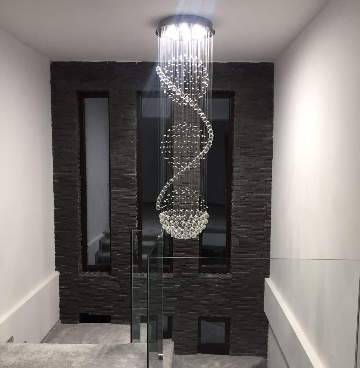 **D50cm H180cm Spiral Sphere Crystal Chandelier Ceiling Light – Spectacular Droplet LED Flush Mount Fixture for Living Room, Hotel, Entryway, Hallway, Foyer – Romantic Home & Commercial Decor – Perfect for Weddings, Dining Rooms & Luxury Spaces**
