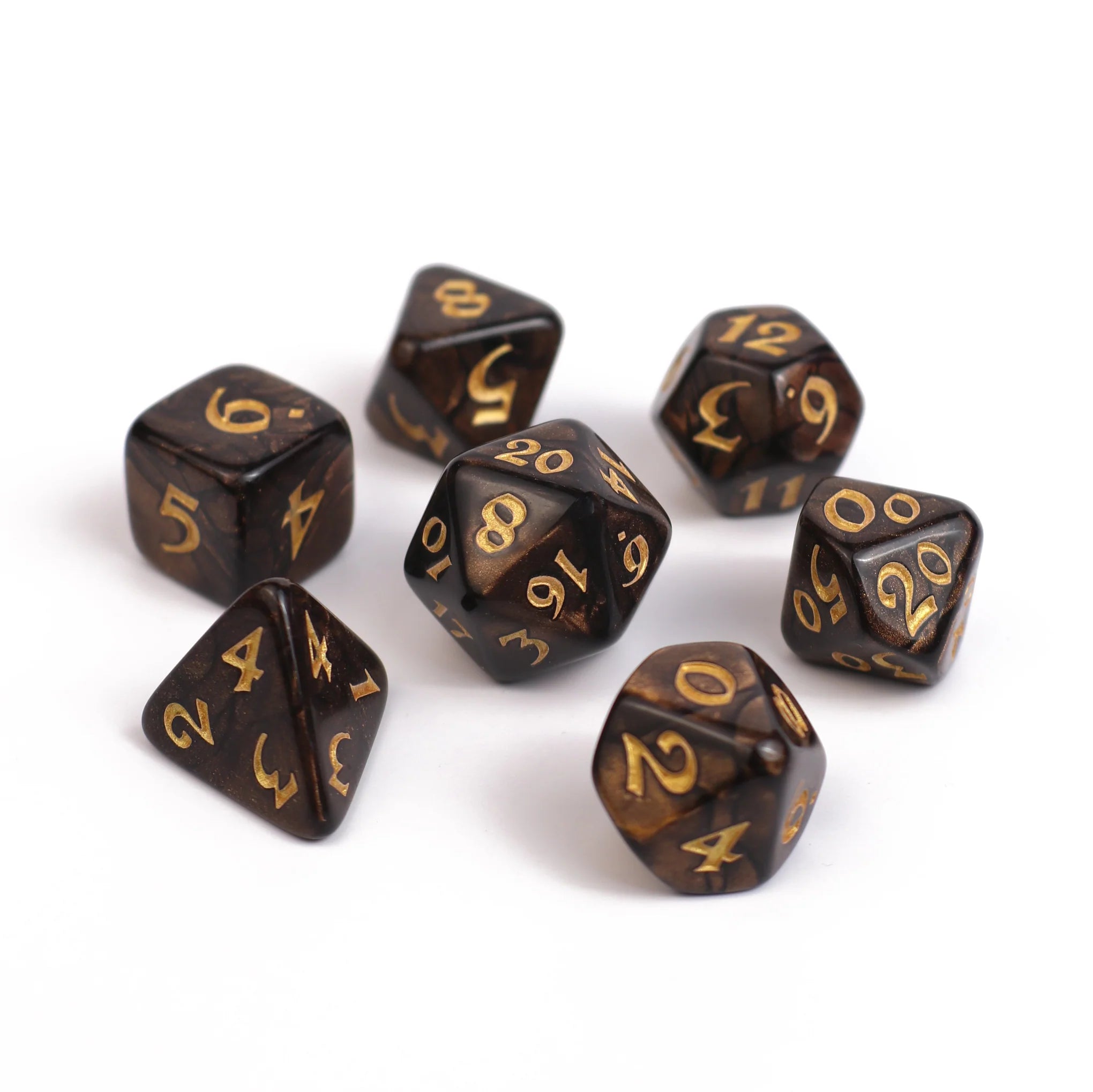 7-Piece RPG Dice Set - Reforged Gold Metal Polyhedral Dice for Dungeons & Dragons, Pathfinder, MTG - Perfect for Tabletop Gaming & Role-Playing Adventures