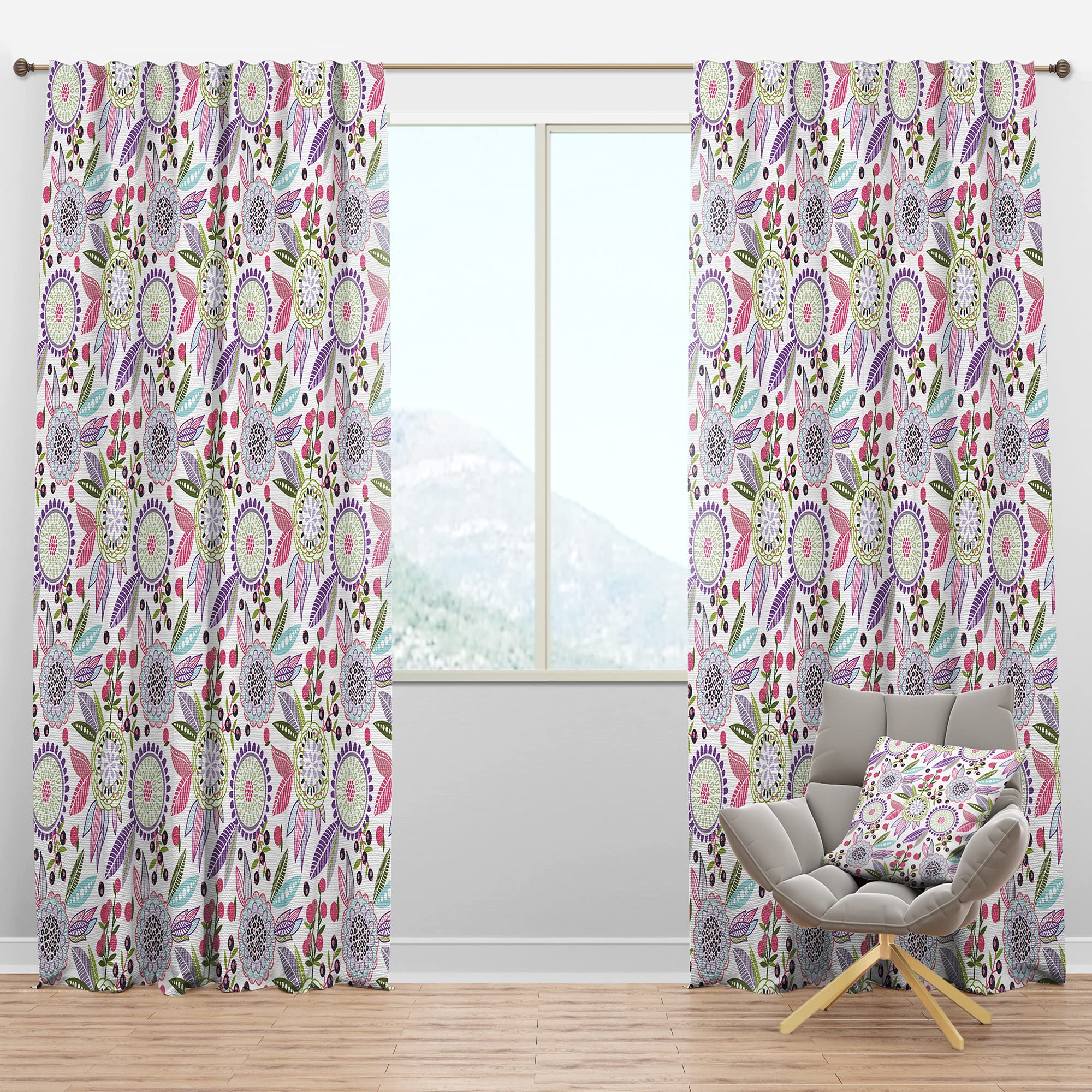 DesignQ Blackout Curtains - Colorful Floral Pattern Thermal Insulated Drapes for Bedroom & Living Room (52x120, Single Panel) - Perfect for Light Blocking, Privacy & Temperature Control