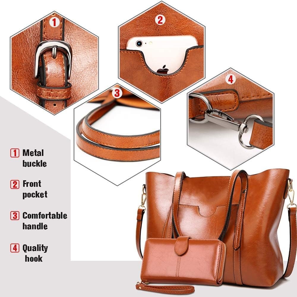 Women's Large Tote Shoulder Bag with Wallet - Work & Travel Purse