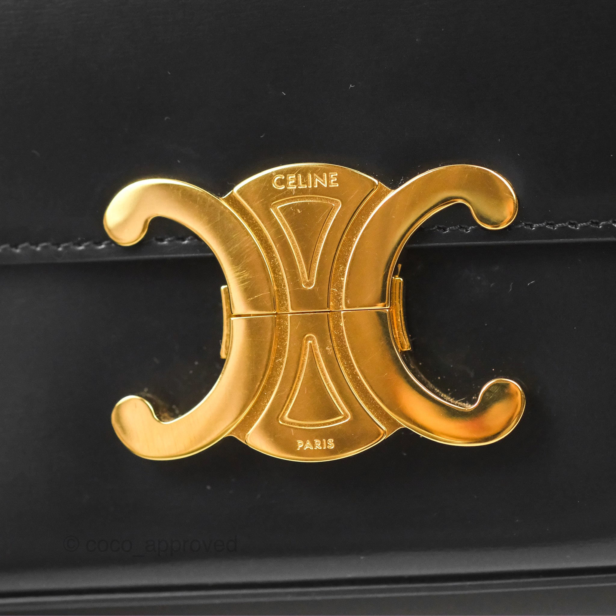 Celine Triomphe Shoulder Bag in Black Calfskin Leather - Luxury Designer Handbag for Women, Perfect for Work, Travel & Evening Events
