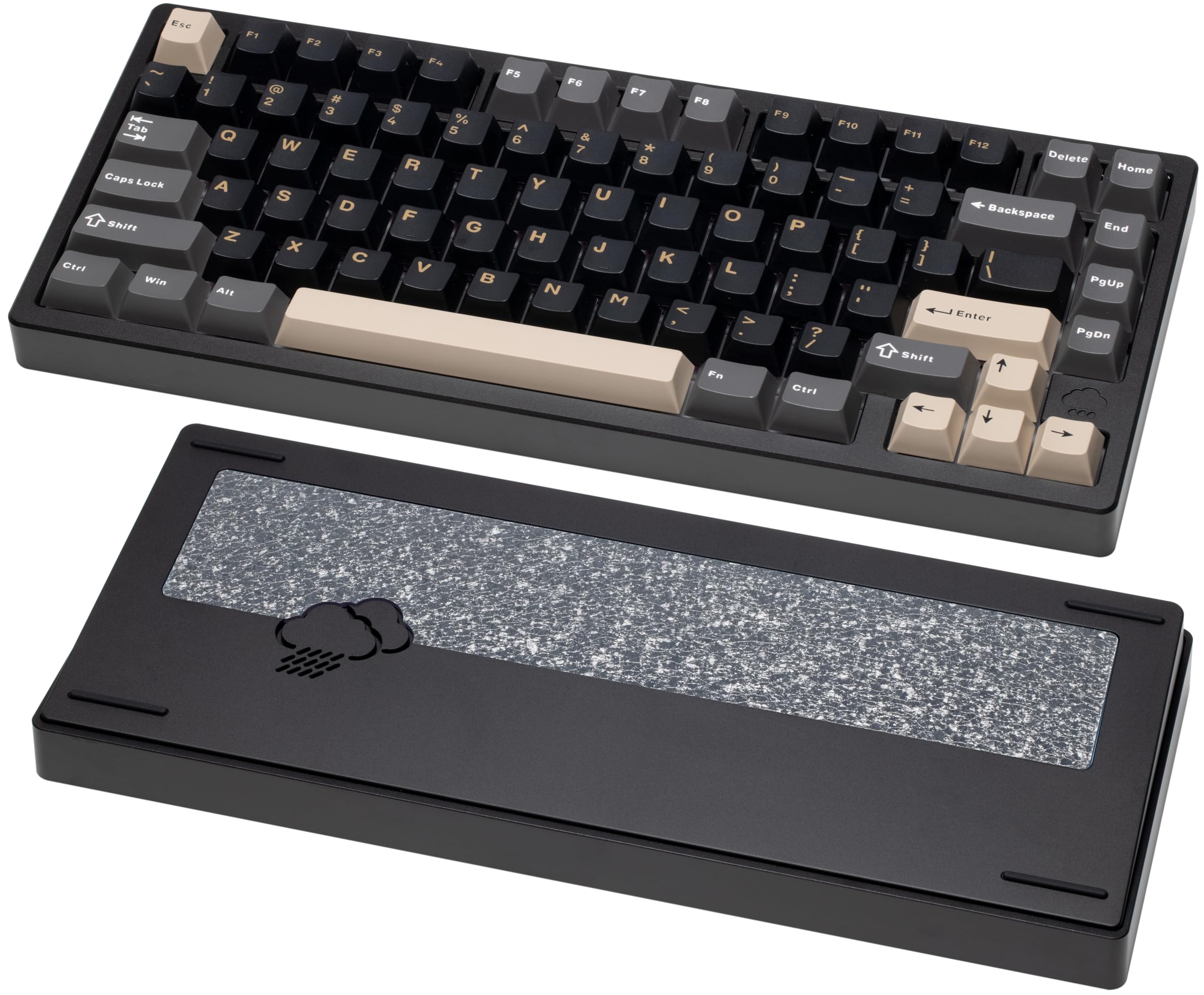 WOBKEY Rainy 75 CNC Aluminum Mechanical Keyboard - Triple Mode (Bluetooth/Wired/2.4G) with HMX/JWK/Cocoa Switches, RGB Backlight, FR4 Plate, 7000mAh Battery - Perfect for Gaming, Typing & Office Work (Pro - Black)