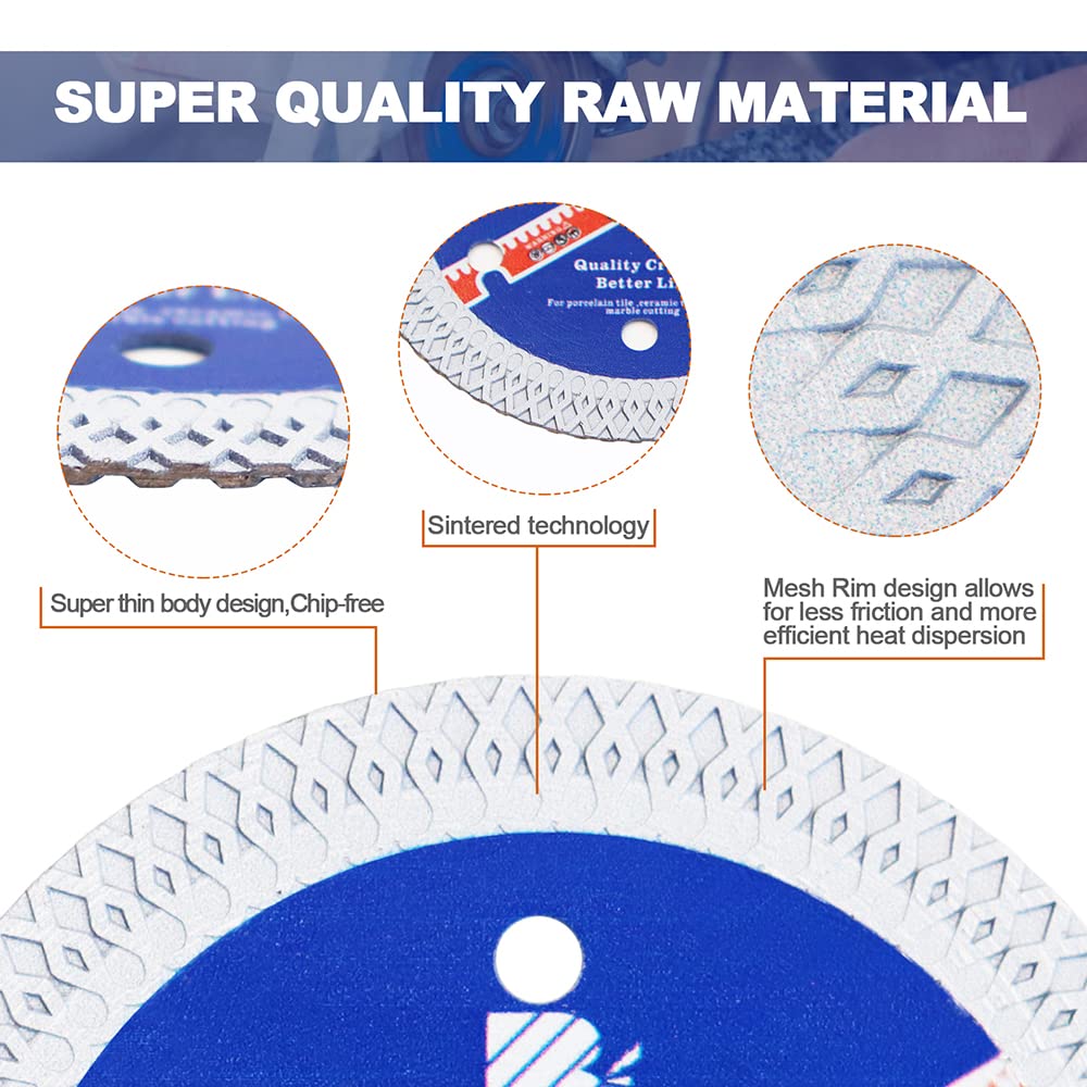 BRSCHNITT 10-Pack 5 Inch (125mm) Super Thin Diamond Porcelain Saw Blade - 7/8