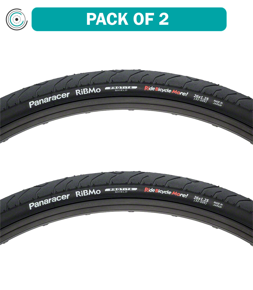 2 Pack Panaracer RiBMo ProTite Folding Bike Tire - 26 x 1.25 Clincher, 60 TPI, Black | High-Performance Road & Commuter Bicycle Tires for Smooth Rides on Pavement & City Streets