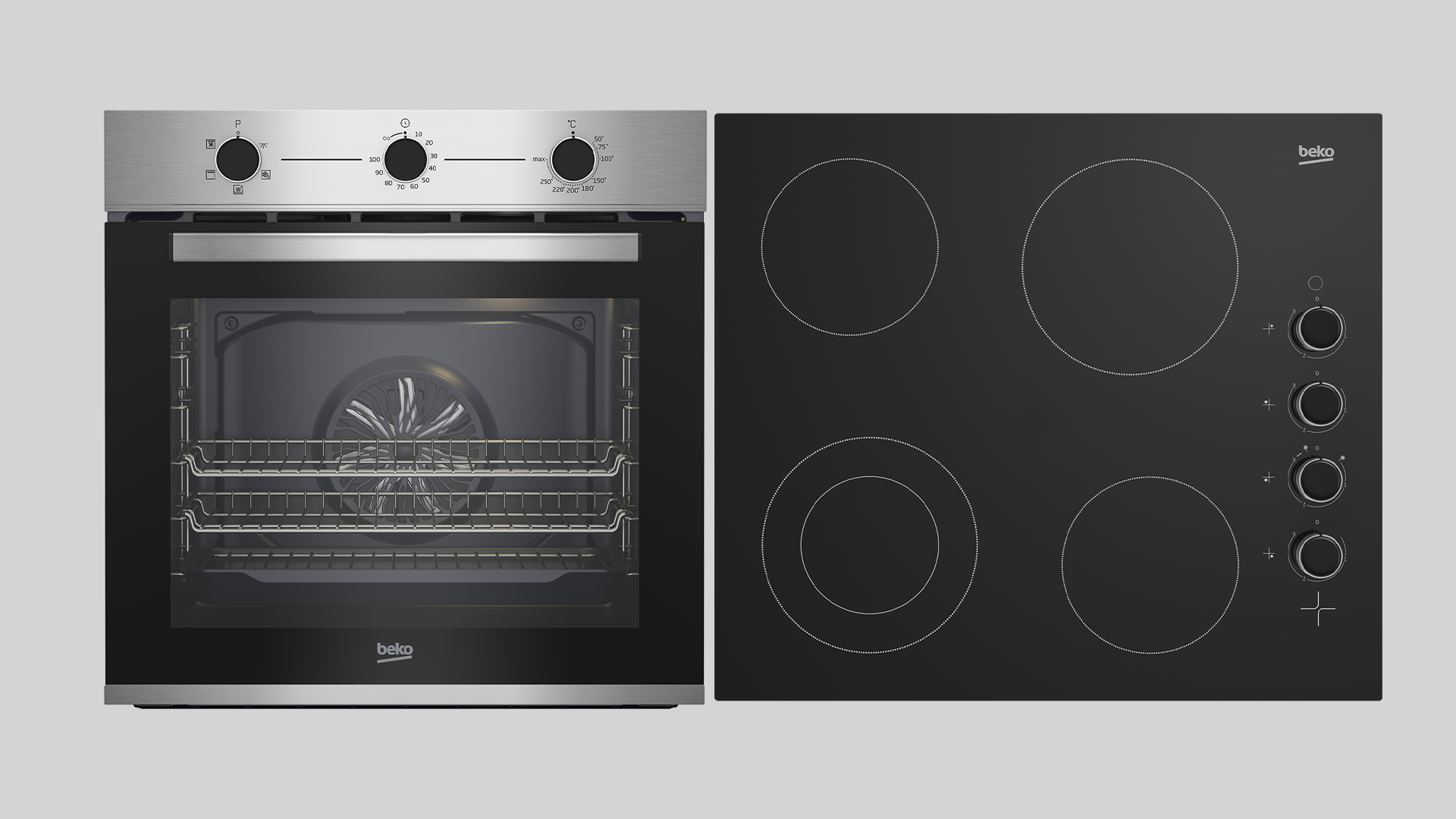 Beko 60cm Electric Cooking Pack BCPCCF2 - 5 Function Oven & Cooktop with 5 Year Warranty | Compact Kitchen Appliance for Small Spaces, Apartments & RVs