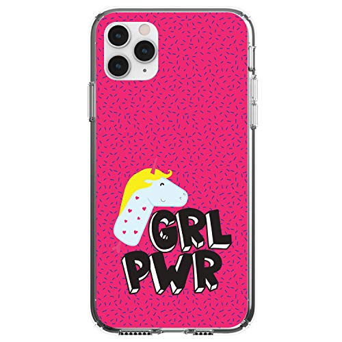 Girl Power - GRL PWR - Unicorn Pink Background On Clear Case