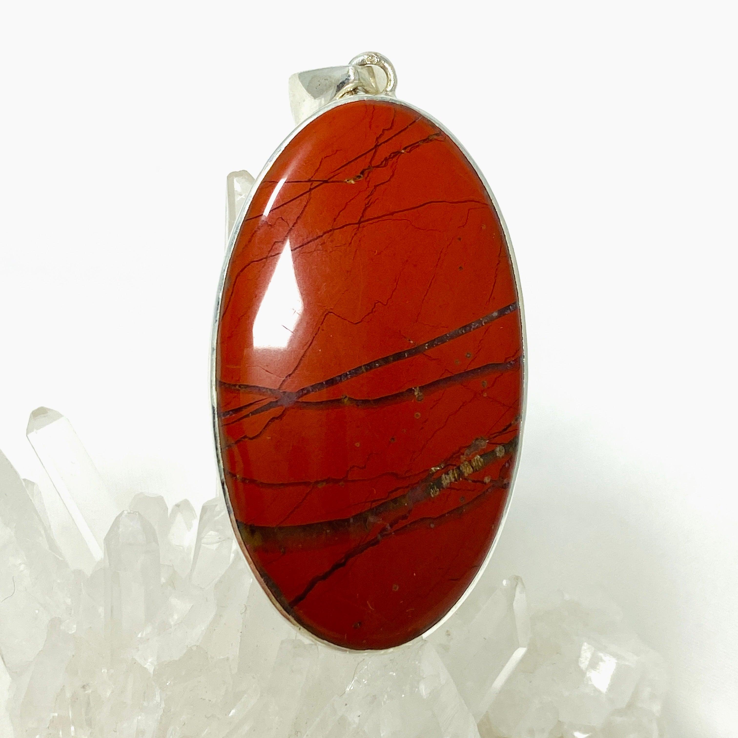 Red Jasper Oval Pendant Necklace - Natural Stone Jewelry KPGJ4442 for Healing, Protection & Spiritual Balance | Perfect for Meditation, Yoga & Energy Work