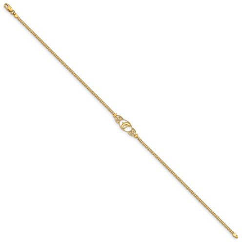 14K Yellow Gold Polished Dolphin Anklet - Elegant Beach Jewelry for Women, Perfect for Summer Vacations & Gifts