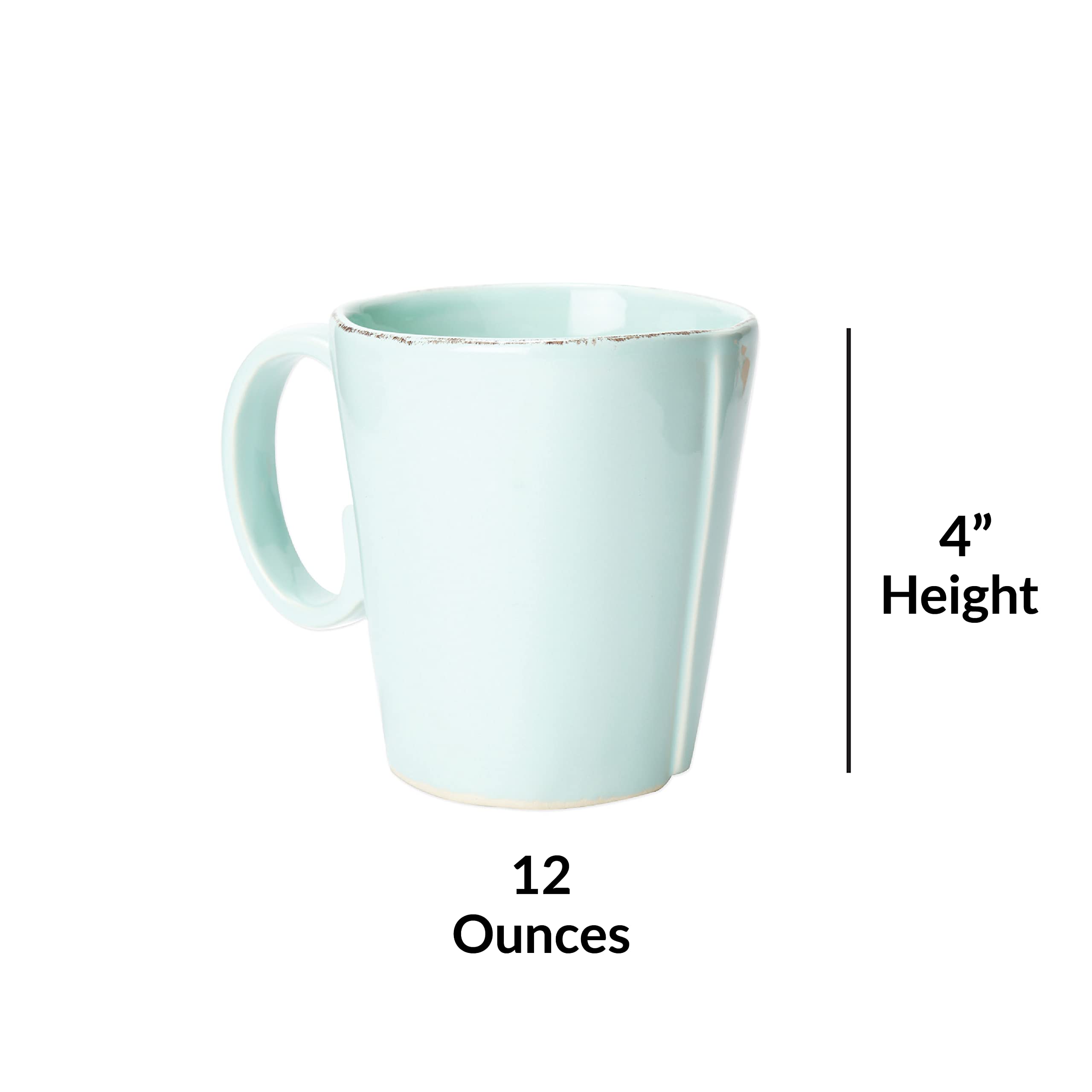 Vietri Lastra Aqua 12oz Handmade Stoneware Coffee Mug Set of 4 - 4