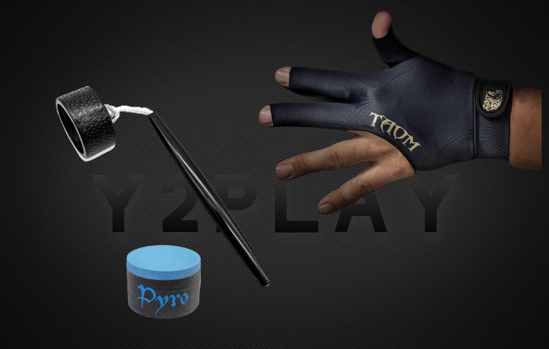 **Taom Pyro Blue Chalk & Right Hand Medium Glove - Premium Billiard Chalk & Snooker Glove Set for Pool Players - Perfect for Smooth Cue Control & Enhanced Grip**