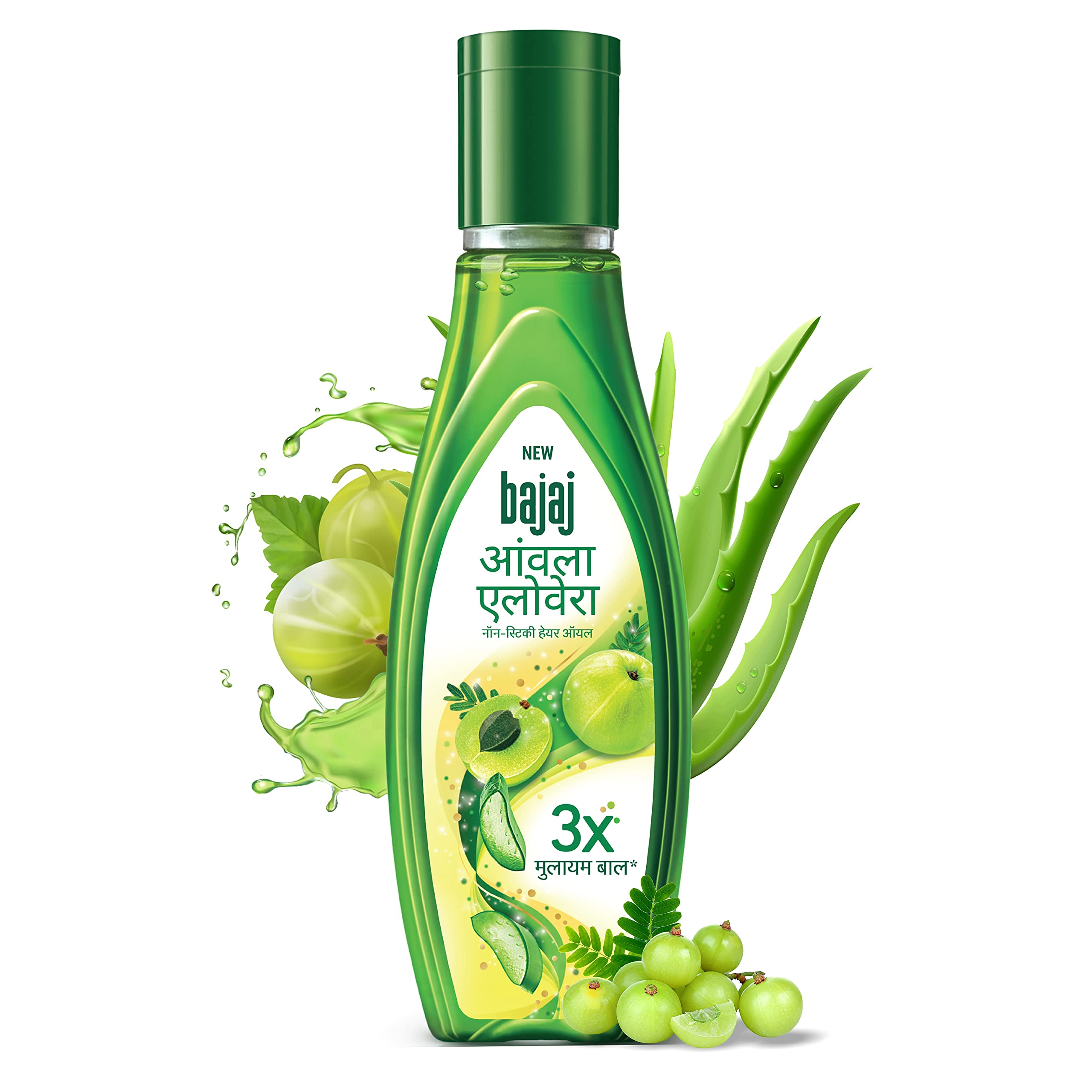 Bajaj Amla Aloe Vera Hair Oil for Hair Growth & Shine - 300ml Natural Green Hair Treatment - Perfect for Dry, Damaged Hair & Scalp Care at Home