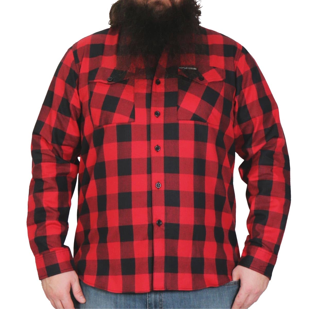 FLM2002 Men's Black & Red Flannel Shirt - Soft Long Sleeve Plaid Shirt for Men - Perfect for Casual Wear, Outdoor Activities & Fall Fashion