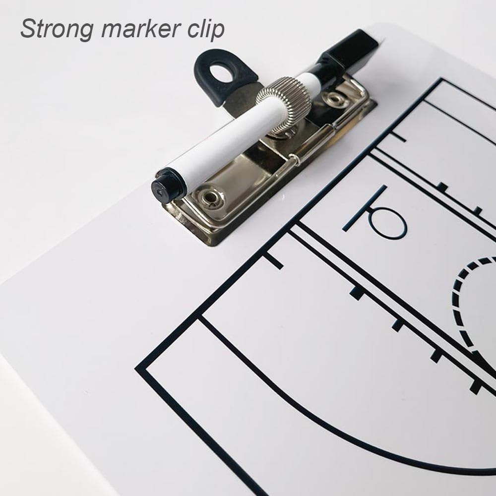 Basketball Coach Clipboard - Double-Sided Dry Erase Whiteboard with Marker Pen | Basketball Coaching Clipboard for Play Diagrams & Game Strategies | Perfect for Coaches, Trainers & Players During Practice & Games