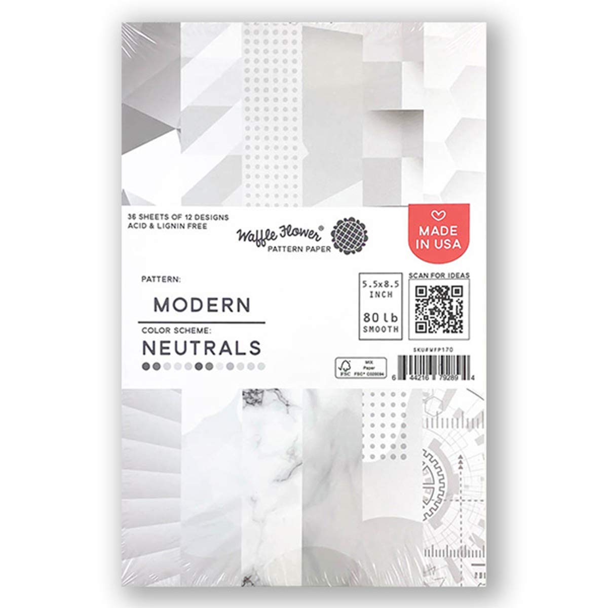 Premium 80 lb Smooth Cardstock Paper Pad - Modern Neutral Designs, 5.5