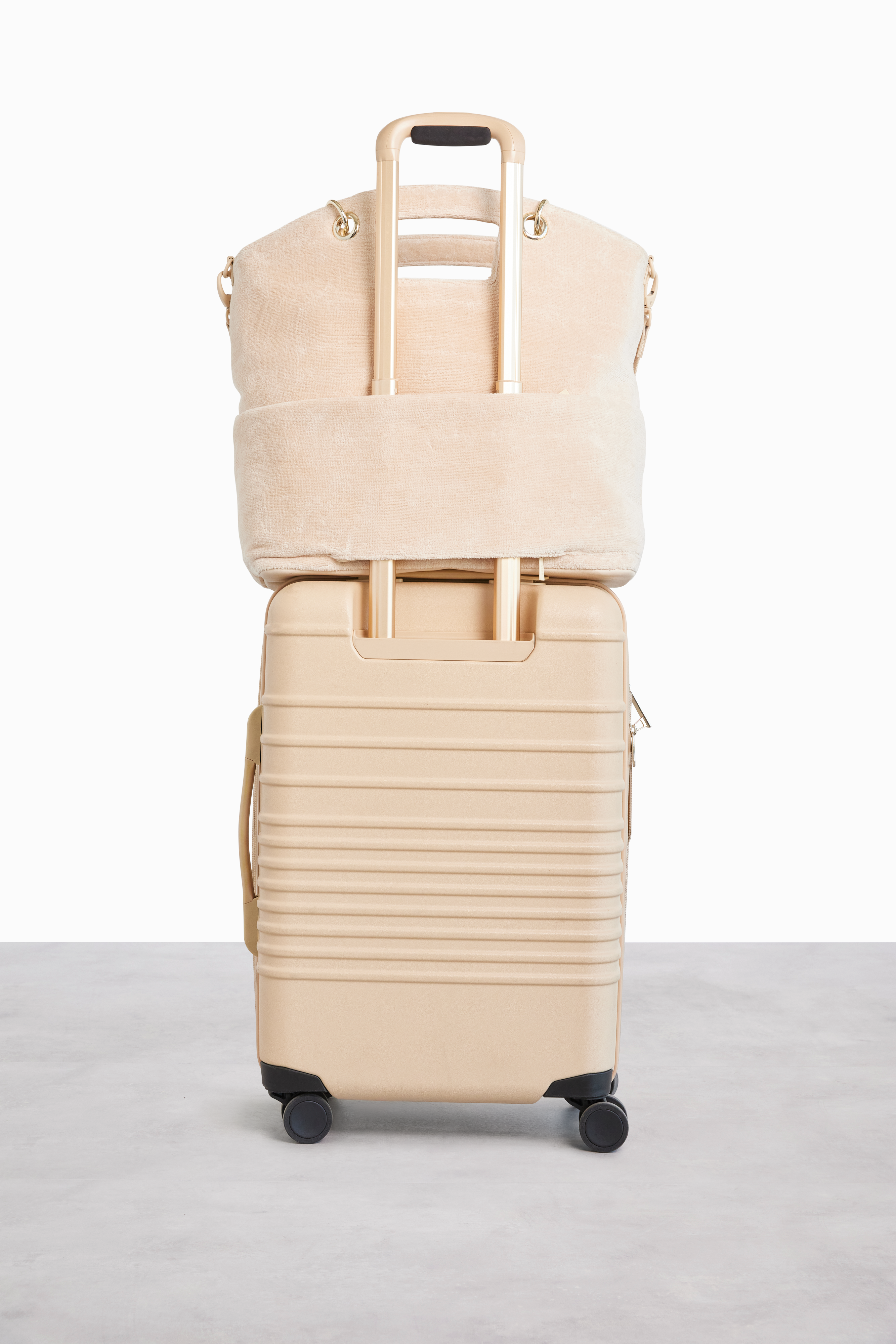 Premium Beige Terry Tote Bag - Soft Cotton Beach Tote with Spacious Interior | Perfect for Shopping, Travel & Beach Days