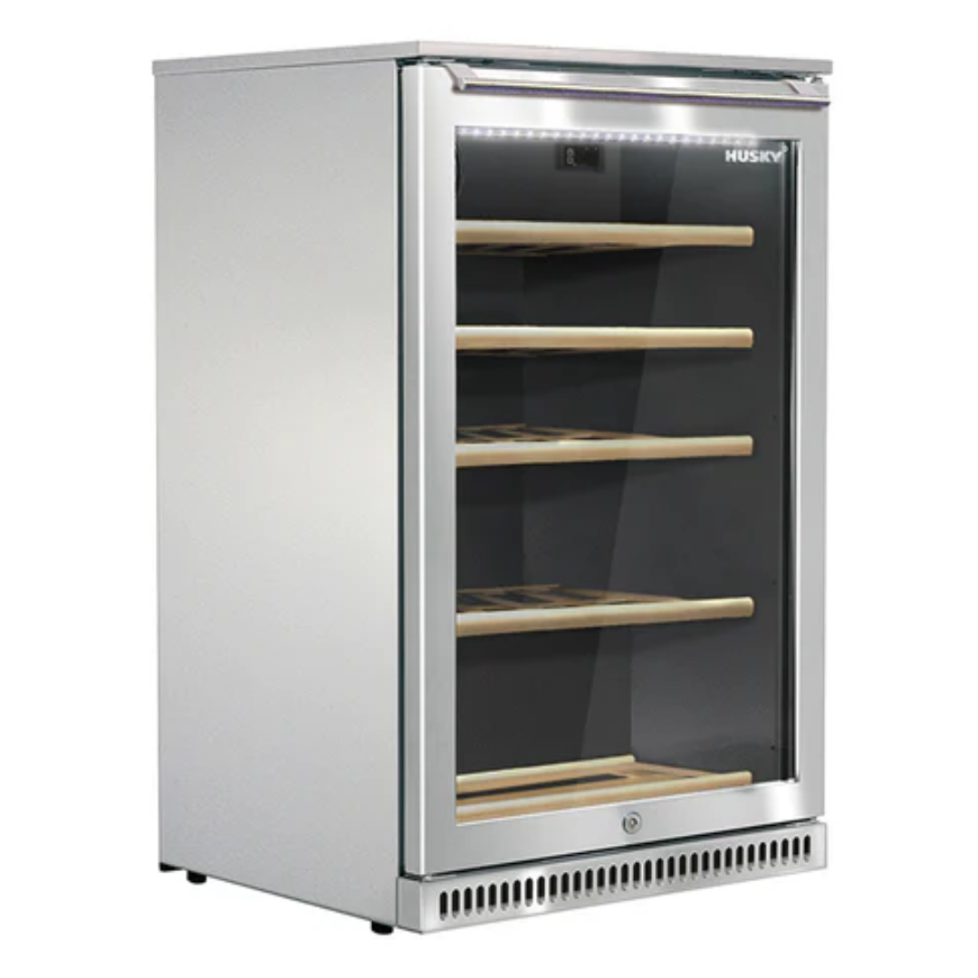 Husky 104L Stainless Steel Outdoor Wine Cooler & Beverage Refrigerator - Perfect for Patio, Backyard, and Poolside Entertaining | Model HUSWSALFC1SS