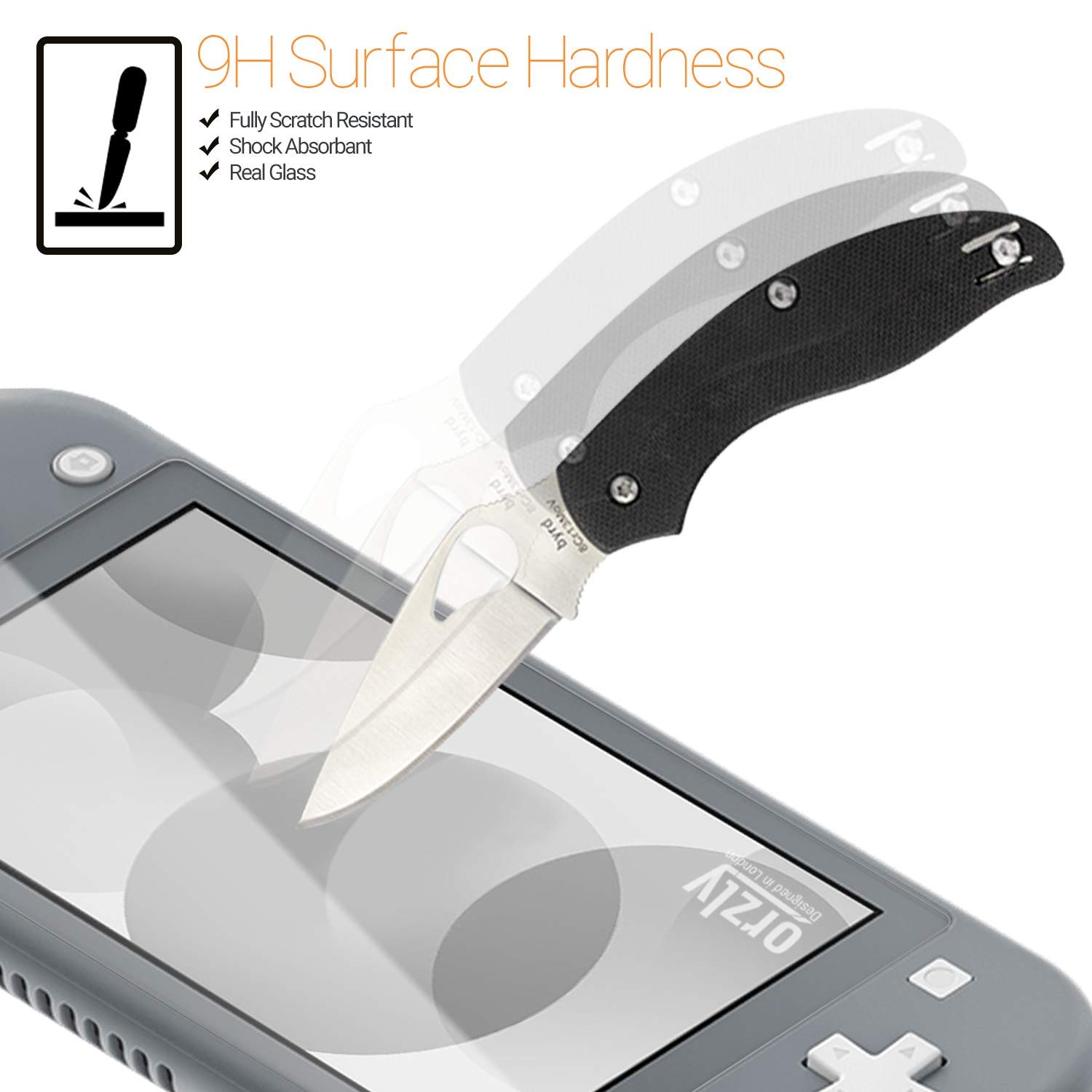 Orzly Tempered Glass Screen Protector for Nintendo Switch Lite (2019 Model) - 4 Pack Anti-Scratch, Bubble-Free, Easy Installation - Perfect for Gaming Protection & Travel Use