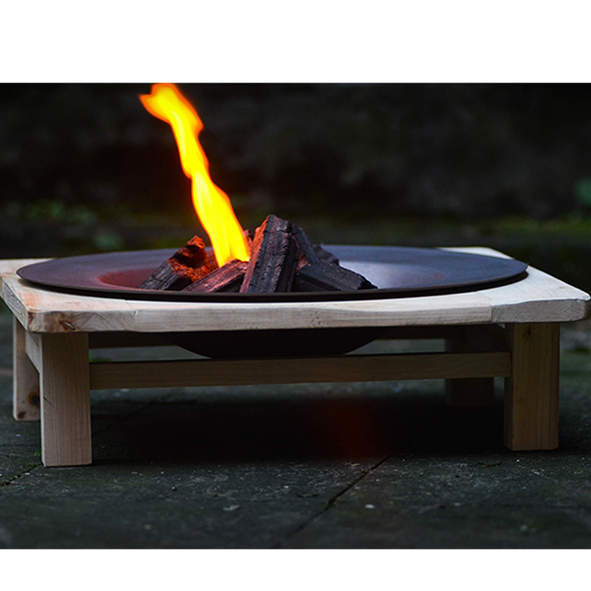 Kashiwagi SUN RDPP 18.5 Inch Rustic Cast Iron Fire Bowl with Wood Rack - Outdoor Charcoal Burning Fire Pit for Backyard, Patio, Porch & Beach | Perfect for Camping, Bonfires & Outdoor Gatherings