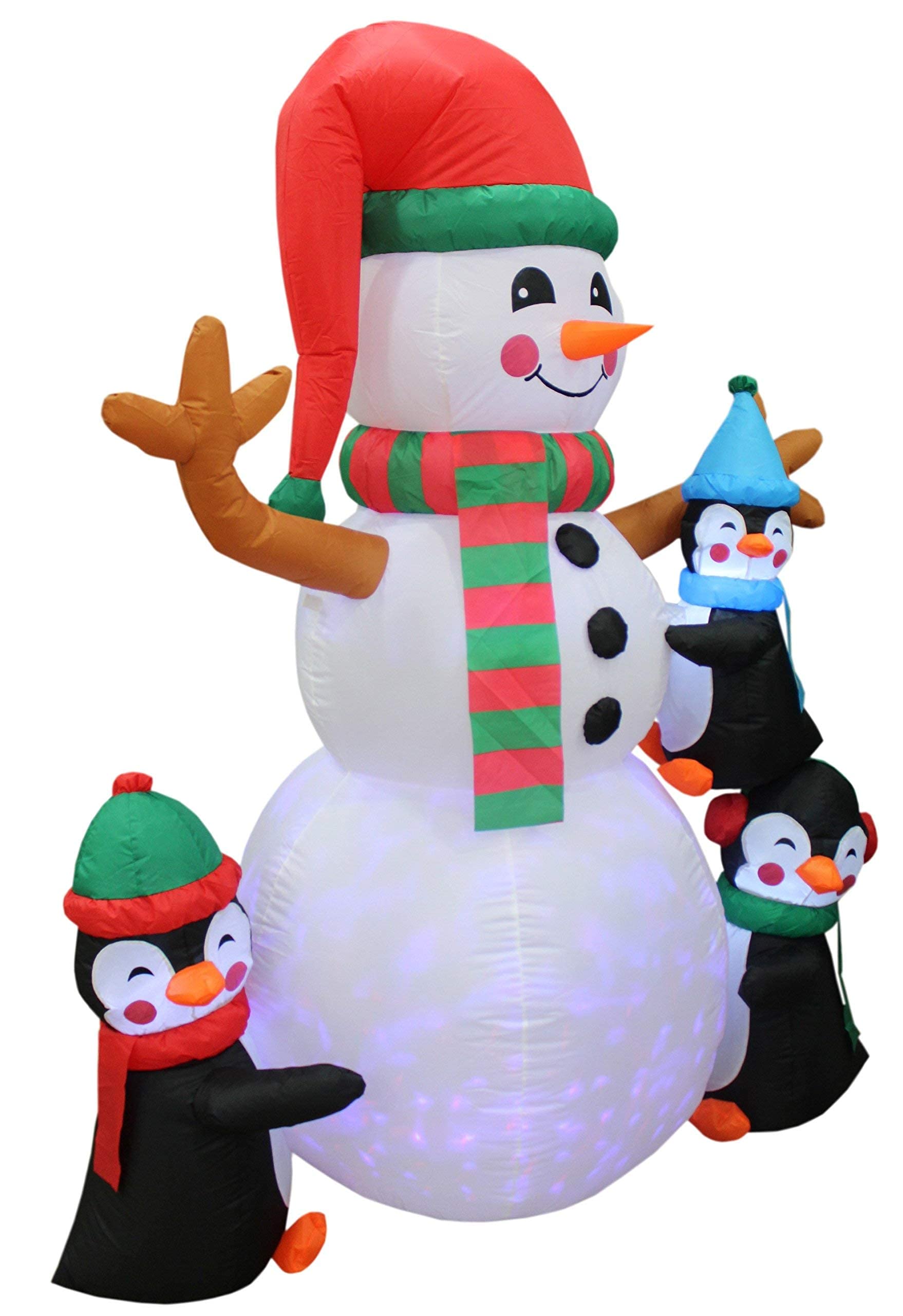6ft Inflatable Christmas Decorations Bundle - Giant Inflatable Penguins Building Snowman & Merry Christmas Tree with Candy Cane Ornaments | Outdoor Holiday Party Decor for Yard, Garden, and Indoor Festive Decorations