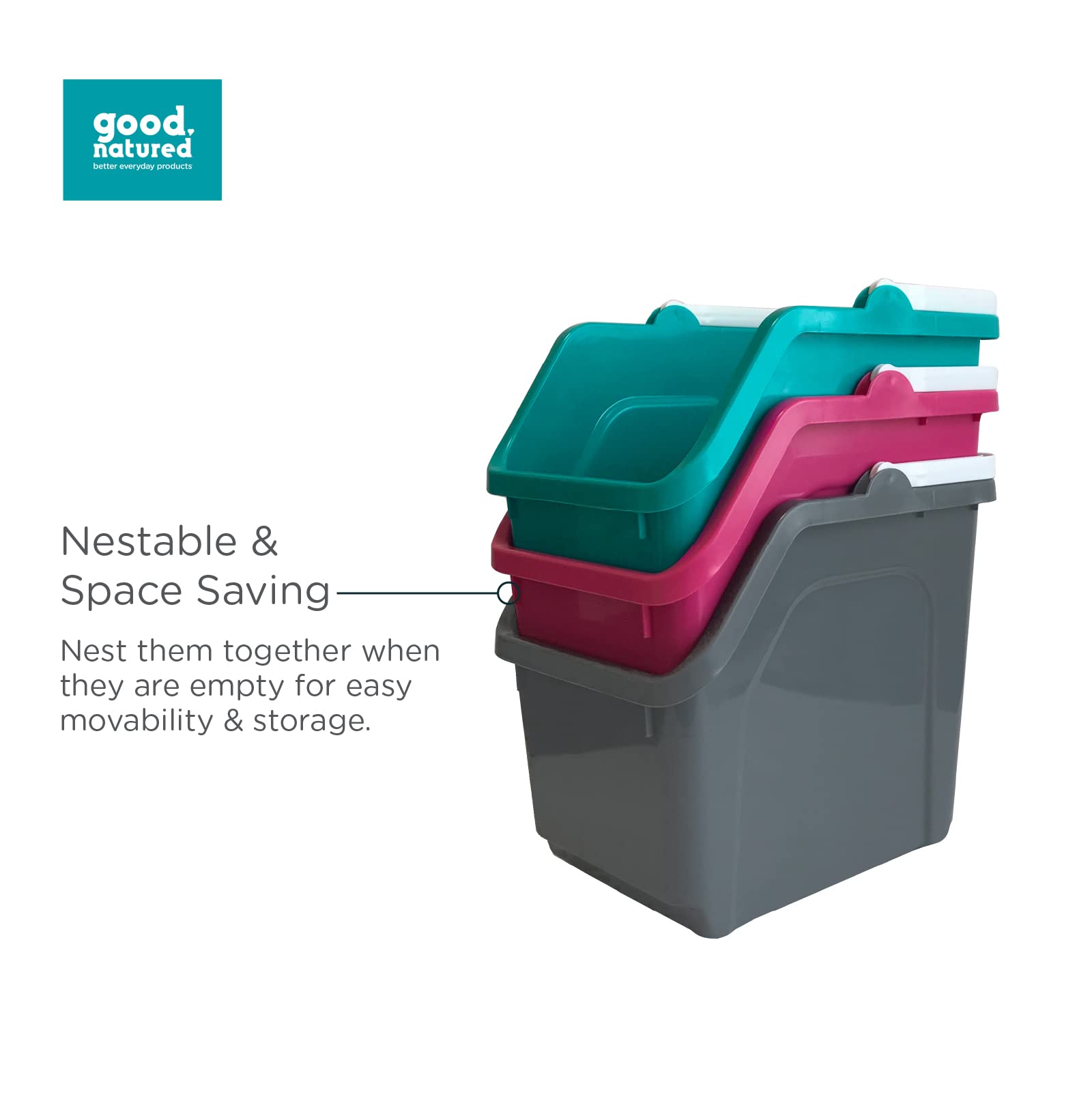 Eco-Friendly Stackable Storage Bin - 6 Gallon (25L) Handy Tote Organizer with Handle for Kitchen, Closet, Garage, Bathroom & Classroom | BPA-Free Plant-Based Storage Basket in Graphite | Perfect for Home Organization & Space Saving Solutions