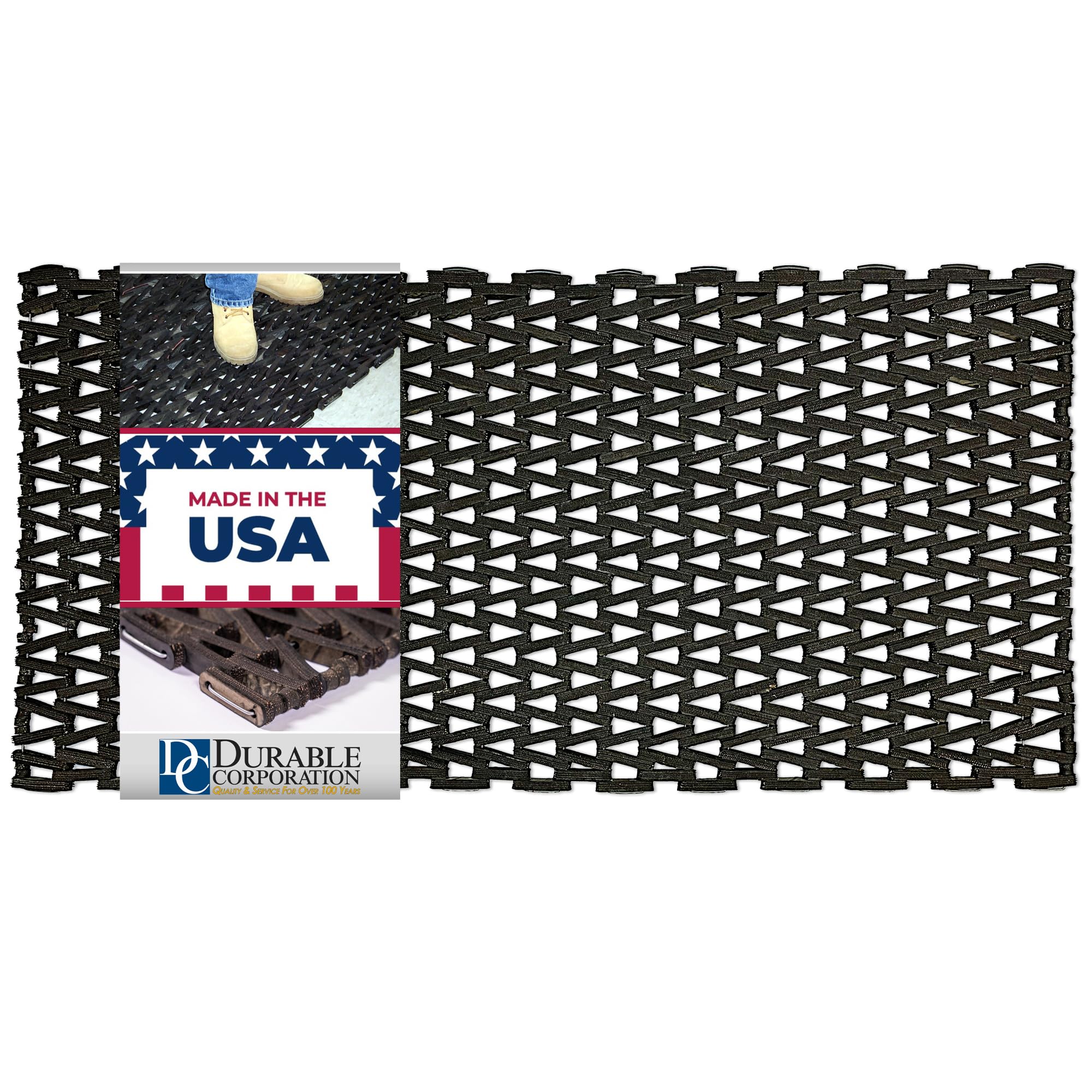 Durable Durite Recycled Tire-Link Outdoor Entrance Mat, Herringbone Weave, 24