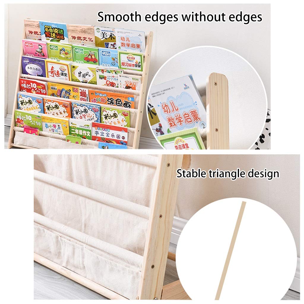 Cartoon Kids Bookshelf - Solid Wood Floor Bookcase for Kindergarten, Children's Toy Storage Organizer with Large Capacity (75 x 79cm, Natural Wood) - Perfect for Nursery, Playroom & Bedroom Organization