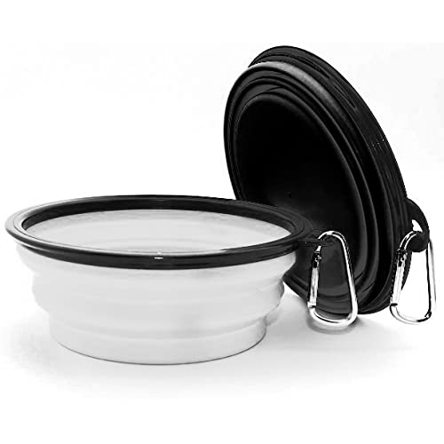 Foldable Collapsible Dog Bowl - BPA Free Food Grade Silicone Pet Travel Bowl for Dogs & Cats - Portable Expandable Water & Food Dish for Hiking, Camping & Outdoor Adventures