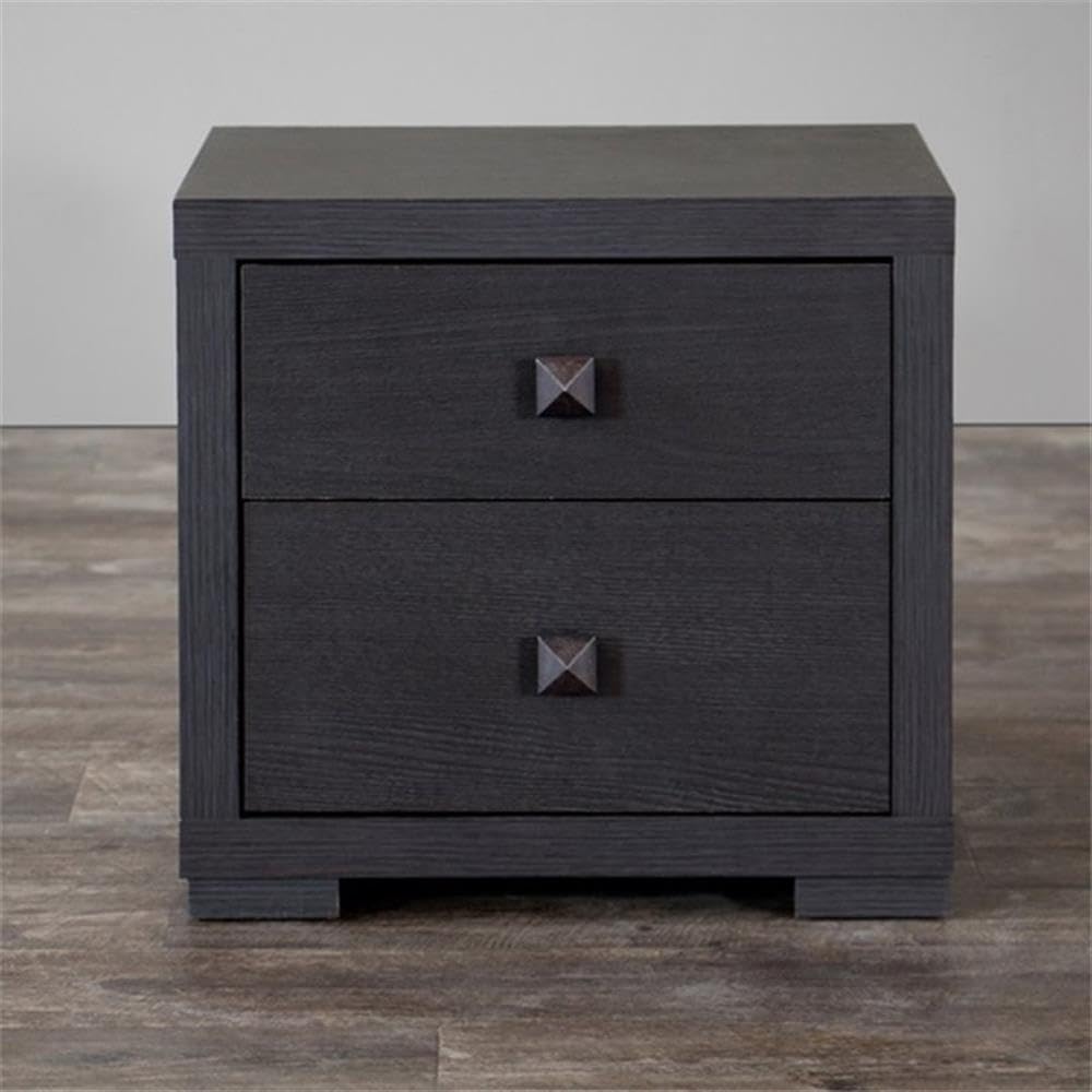 Allora Contemporary 2-Drawer Nightstand - Brown Wood Bedside Table with Storage for Bedroom, Living Room & Guest Room