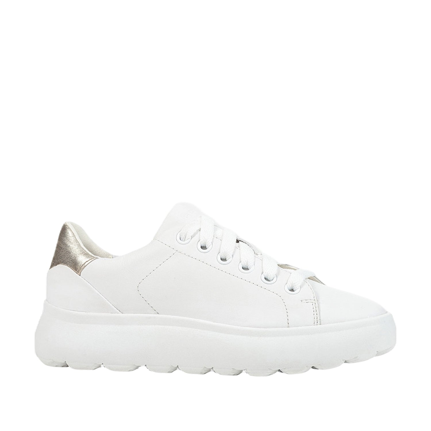 Geox Women's Spherica EC4.1 Sneakers - White & Gold Comfort Walking Shoes for Women | Casual Wear, Office & Travel Footwear