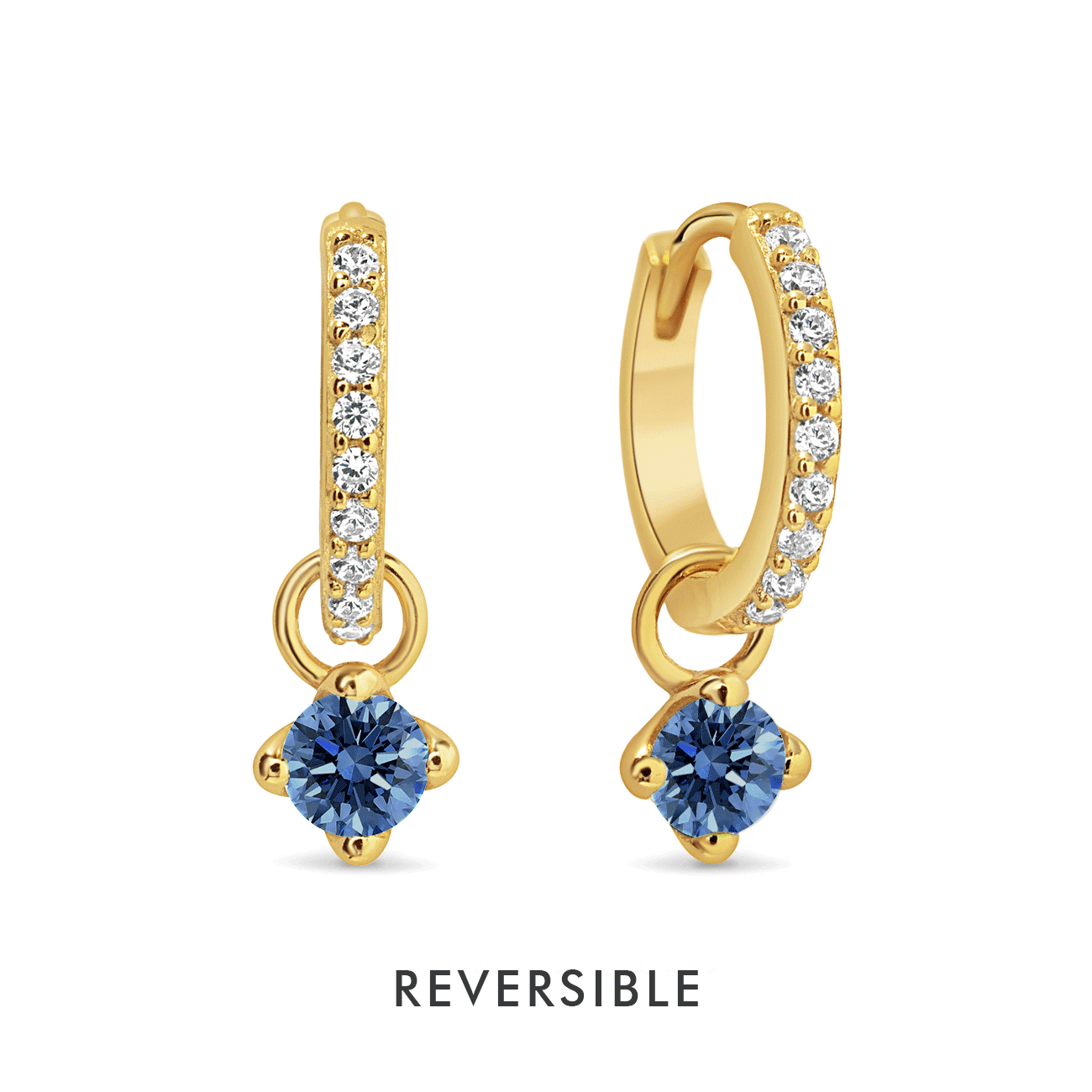 Dangling Gemstone Pavé Huggie Earrings with Blue Sapphire - Elegant Jewelry for Women, Perfect for Parties, Weddings & Special Occasions