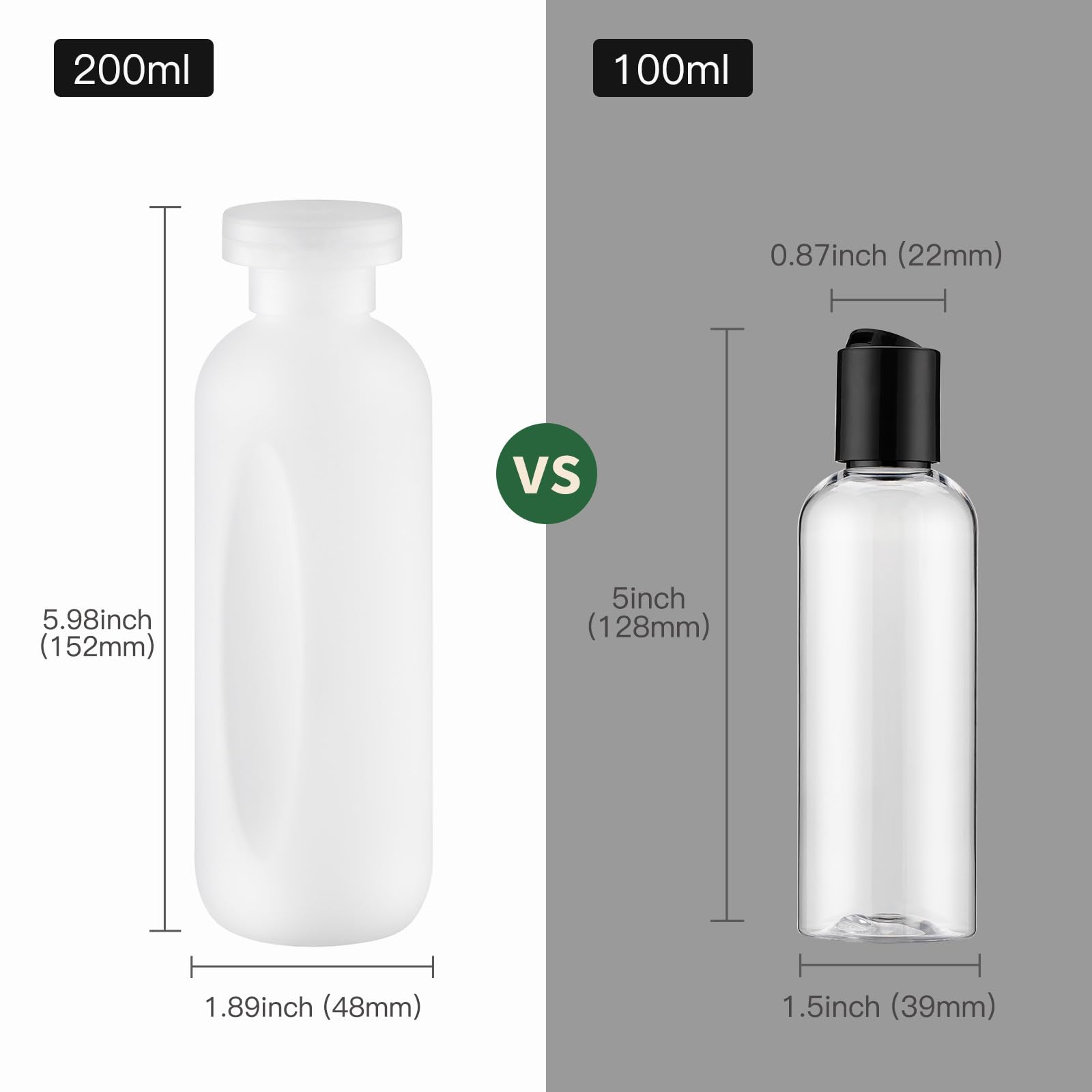 6.7oz (200ml) Clear Travel Shampoo Bottles - 4 Pack Empty Plastic Squeeze Bottles with Flip Top Cap | Leak-Proof Toiletry Containers for Shampoo, Conditioner, Lotion & Liquid Soap | Perfect for Travel, Gym, Camping & Home Use