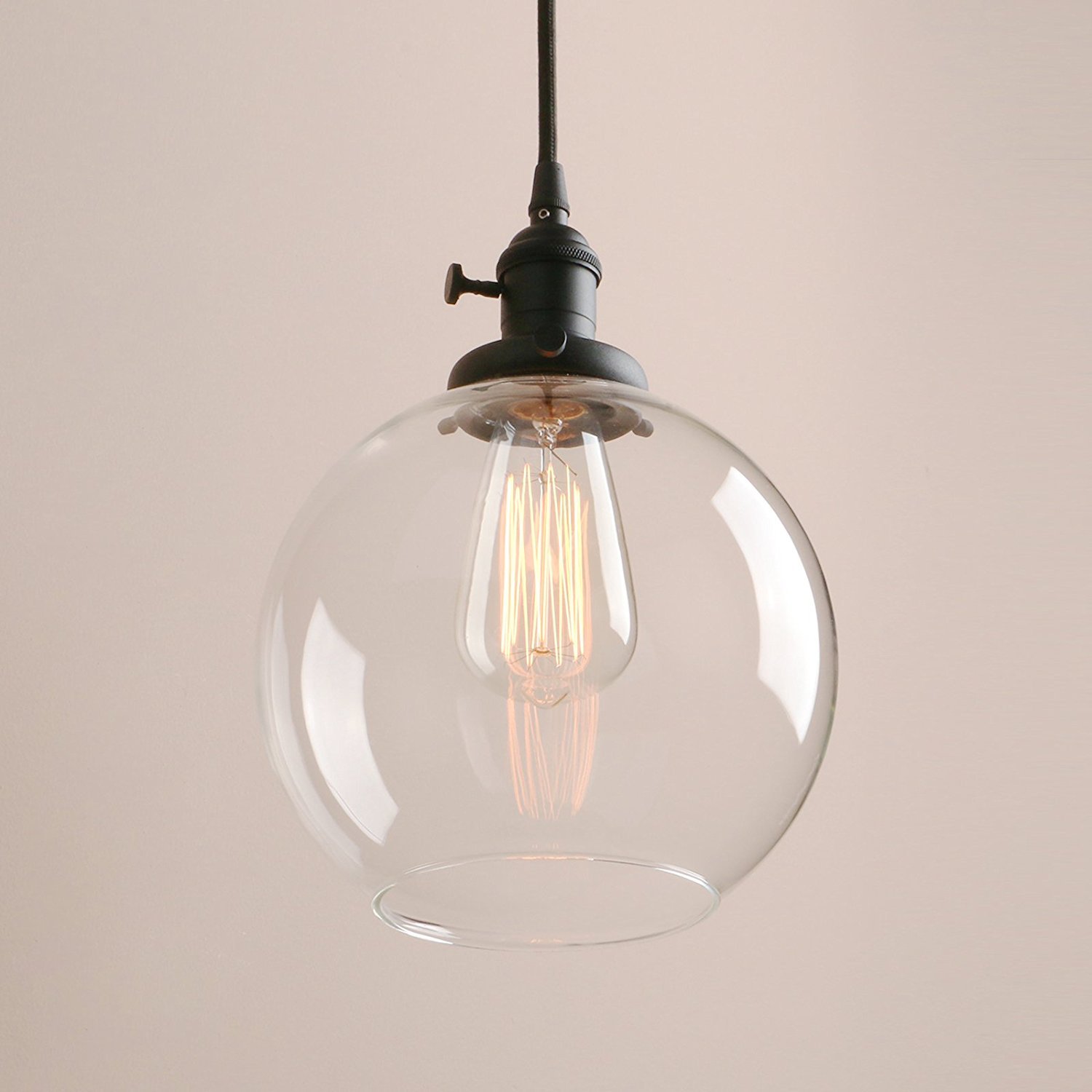 Pathson 2-Light Flush Mount Ceiling Fixture with Round Glass Shade & On/Off Switch - Perfect for Bedroom, Kitchen, and Hallway Lighting