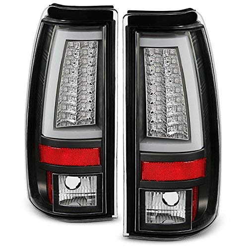 AKKON LED Tail Lights for 1999-2002 Chevy Silverado 1500/2500 & 1999-2006 GMC Sierra - Black Tube Style Brake Lamps Pair - Upgrade Your Pickup Truck Lighting for Better Visibility & Style