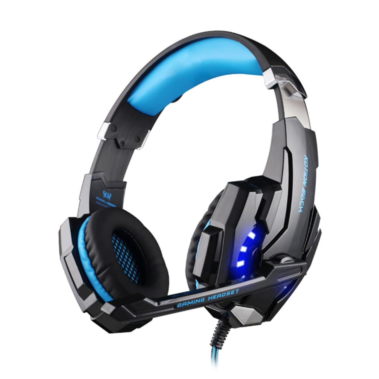 KONTONTY Gaming Headset with LED Lights - Noise Cancelling Microphone, Soft Memory Foam Cushions - Comfortable for PS5, Xbox, PC Gaming - Perfect for Online Multiplayer & Streaming (Black)