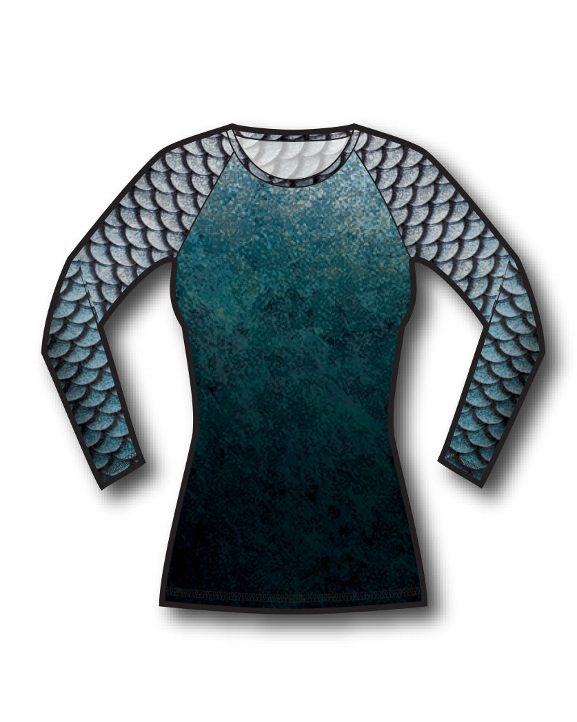 Fathom Mermaid Rash Guard UPF 50+ Sun Protection Swim Shirt for Women & Girls - Perfect for Swimming, Surfing, and Beach Activities
