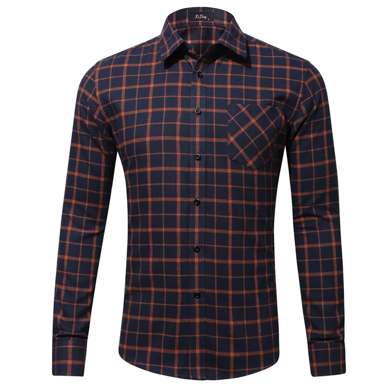 Men's Plaid Long Sleeve Button Down Shirt - Regular Fit Casual & Work Shirt - Big & Tall Plus Size Fashion - Perfect for Office, Outdoor Activities & Daily Wear