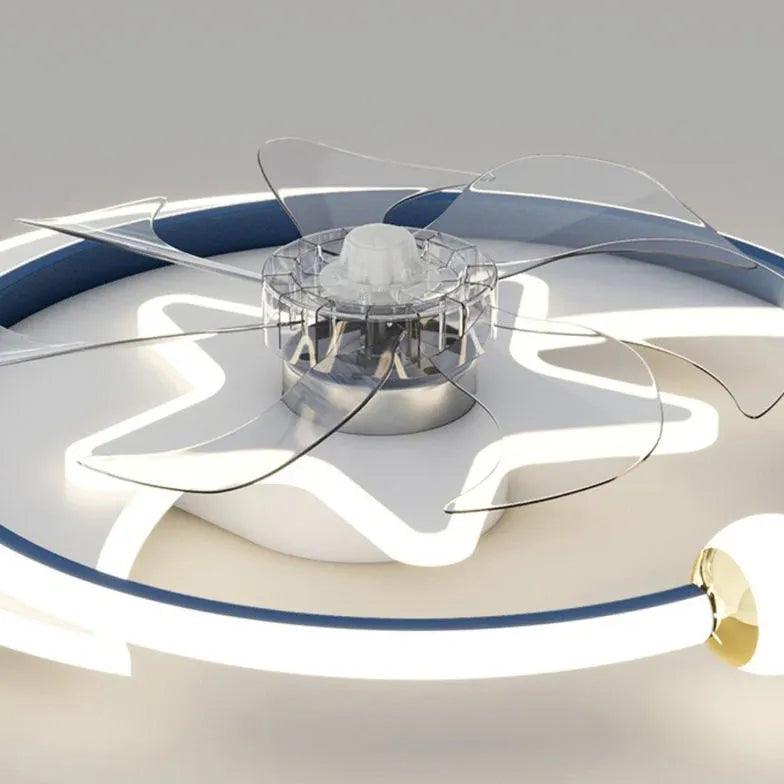 Star Ring LED Ceiling Fan with Light and Remote Control - Modern Bedroom Cooling Fan for Home, Office, and Living Room