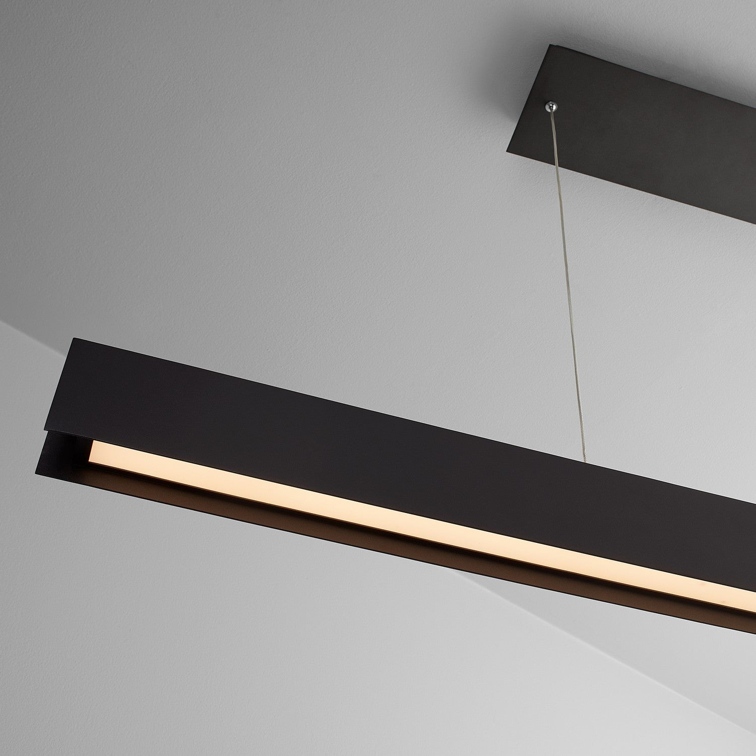 Oxygen Brio 3 6018 15 Linear LED Pendant Light - 46 Inch Modern Industrial Black Chandelier for Kitchen Island, Dining Room & Office Lighting
