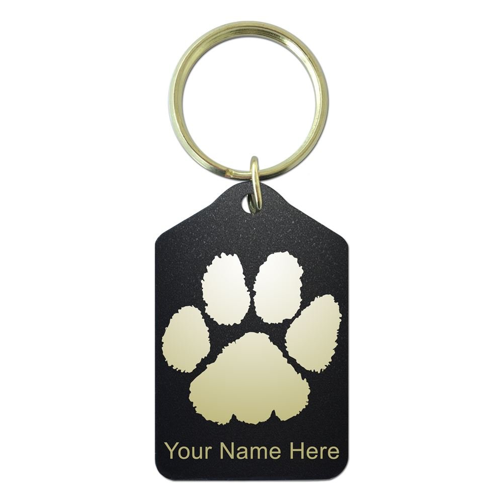 Personalized Paw Print Keychain - Custom Engraved Black Metal Key Ring for Pet Lovers | Perfect Gift for Dog & Cat Owners, Keychain for Everyday Use or Special Occasions