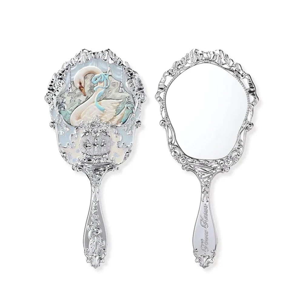 Flower Knows Violet Strawberry Rococo Series Hand Mirror - Portable Makeup Mirror with Handle for Travel, Home Vanity & Bridal Touch-Ups (Style A)