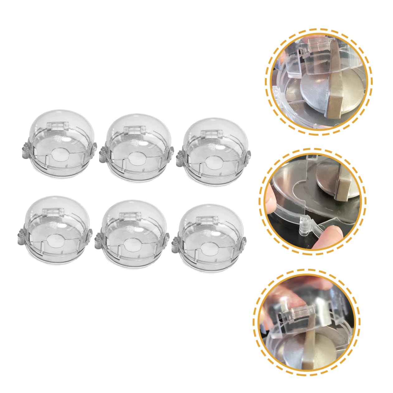 KOMBIUDA 6-Piece Stove Knob Covers - Child Safety Gas Range Protectors, Heatproof & Easy-Open Plastic Knob Guards for Kitchen Stoves - Prevent Accidental Gas Leaks & Burns (Ideal for Homes with Toddlers)
