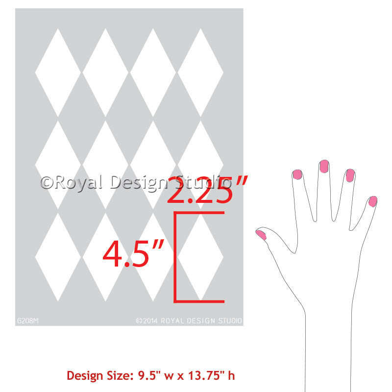 Harlequin Furniture Stencil - Reusable DIY Painting Template for Wood, Metal & Fabric - Perfect for Home Decor, Crafts & Upcycling Projects
