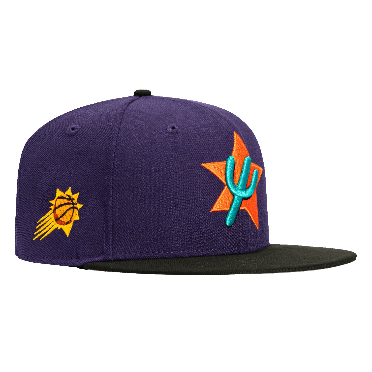 New Era 59Fifty Phoenix Suns NBA Logo Patch Alternate City Edition Snapback Hat - Purple & Black for Men's Basketball Fan Gear & Streetwear Fashion