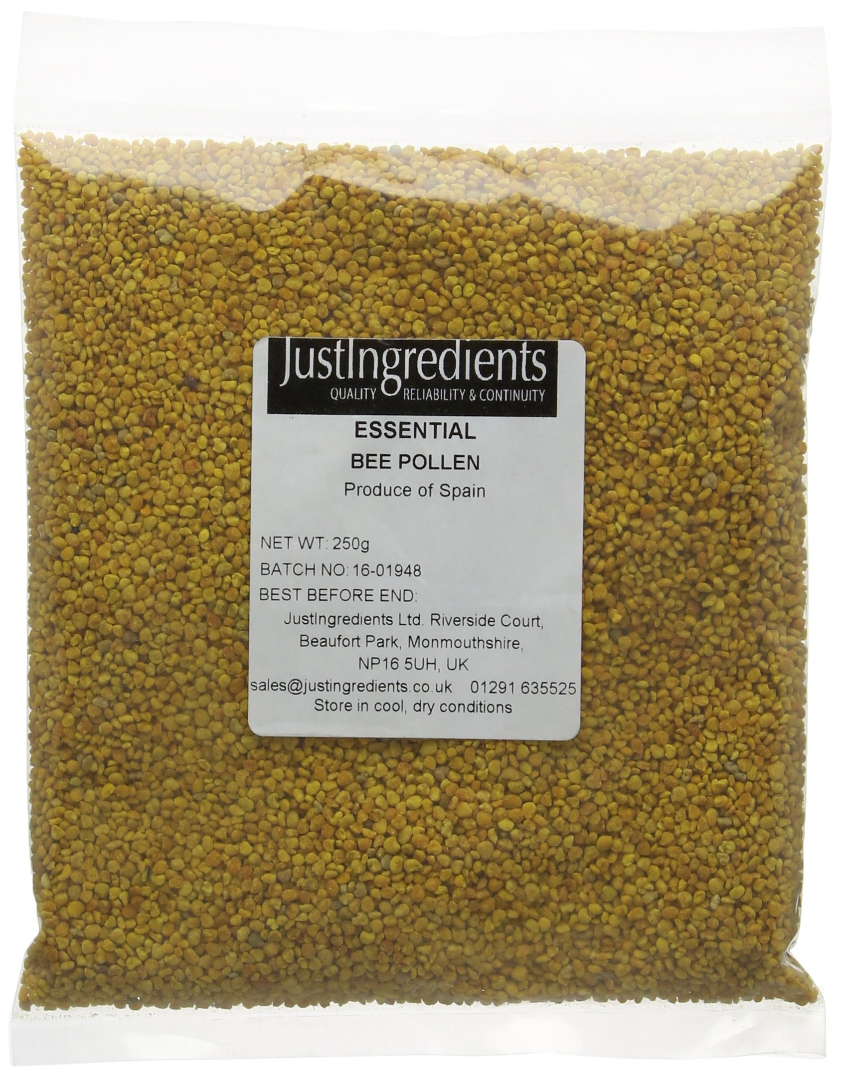JustIngredients Essentials Bee Pollen Powder - 250g | Natural Energy Booster & Immune Support | Perfect for Smoothies, Yogurt & Baking