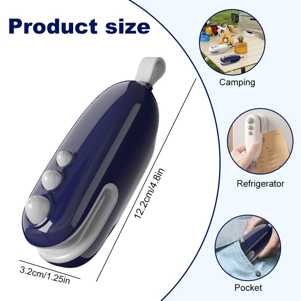 2024 Upgraded 2-in-1 USB Rechargeable Mini Bag Sealer - Portable Heat & Vacuum Food Sealing Machine for Plastic Bags, Snacks, Chips | Perfect for Kitchen Storage, Travel Snacks & Meal Prep (Blue)